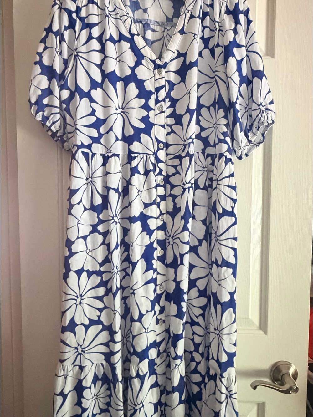 Sonoma Blue and White Floral Maxi Dress